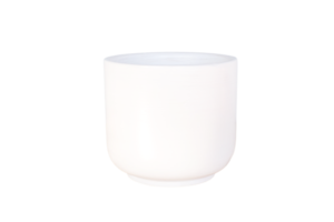 Subject shot of a grey ceramic glossy plant pot decorated with a glaze. The designer plant pot with smooth surface isolated on transparent background, PNG File