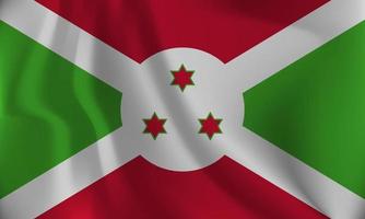 Flag of Burundi, with a wavy effect due to the wind. vector