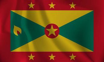 Flag of Grenada, with a wavy effect due to the wind. vector