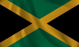 Flag of Jamaica, with a wavy effect due to the wind. vector