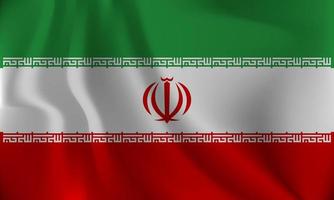 Flag of The Islamic Republic of Iran, with a wavy effect due to the wind. vector