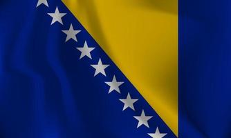 Flag of Bosnia and Herzegovina, with a wavy effect due to the wind. vector