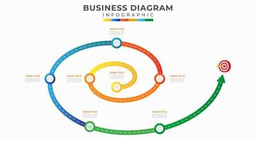 7 7 pasos moderno cronograma diagrama con espiral la carretera concepto y símbolo icono, presentación vector infografía. infografía modelo para negocio.