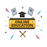 Online courses and trainings, Webinar, Distance education, Knowledge, Mobile learning App and E-learning. Vector illustration for poster, banner, presentation