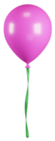 3d rosa ballong med grön band illustration png