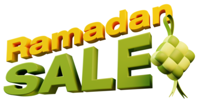 Ramadan sale sign with ketupat icon for Eid mubarak Ramadan Kareem Raya islamic festival 3d illustration png