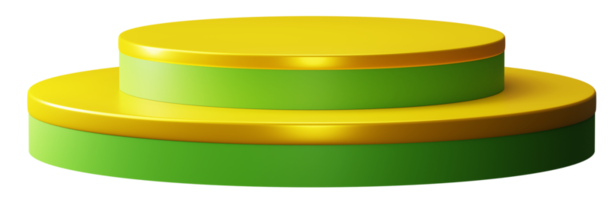 3d illustration grön och guld gul produkt visa. 2 lager podium piedestal attrapp design png