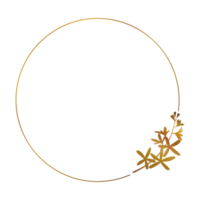 Luxury Golden Leaves Circle Frame png