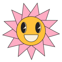 Groovy sun cartoon characters. Funny happy sun with eyes and smile. png