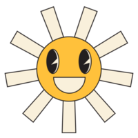 groovig Sonne Karikatur Figuren. komisch glücklich Sonne mit Augen und lächeln. png