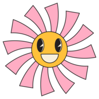 Groovy sun cartoon characters. Funny happy sun with eyes and smile. png