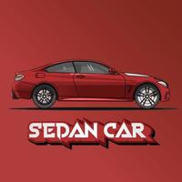 Red Sedan Car Vehicle Vector Illustration