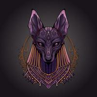 Anubis God of Death Egypt Black Artwork With Detail Drawing Vector Illustration