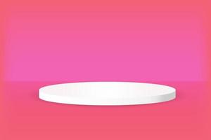 White round podium on pink background. Vector illustration for your design.