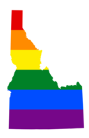 LGBT flag map of the Idaho. PNG rainbow map of the Idaho in colors of LGBT