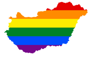 LGBT flag map of the Hungary. PNG rainbow map of the Hungary in colors of LGBT