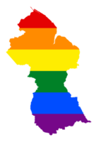 LGBT flag map of the Guyana. PNG rainbow map of the Guyana in colors of LGBT