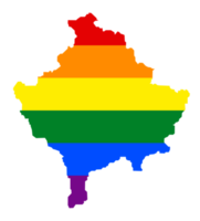 LGBT flag map of the Kosovo. PNG rainbow map of the Kosovo in colors of LGBT