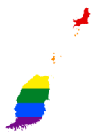 LGBT flag map of the Grenada. PNG rainbow map of the Grenada in colors of LGBT