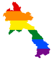 LGBT flag map of the Laos. PNG rainbow map of the Laos in colors of LGBT