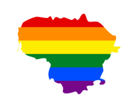 LGBT flag map of the Lithuania. PNG rainbow map of the Lithuania in colors of LGBT