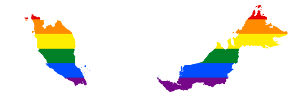 lgbt bandiera carta geografica di il Malaysia. png arcobaleno carta geografica di il Malaysia nel colori di lgbt