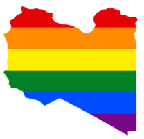 LGBT flag map of the Libya. PNG rainbow map of the Libya in colors of LGBT