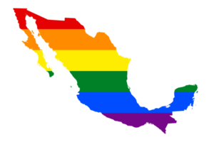 LGBT flag map of the Mexico. PNG rainbow map of the Mexico in colors of LGBT