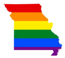 LGBT flag map of the Missouri. PNG rainbow map of the Missouri in colors of LGBT