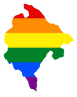 lgbt Flagge Karte von das Montenegro. png Regenbogen Karte von das Montenegro im Farben von lgbt