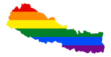 LGBT flag map of the Nepal. PNG rainbow map of the Nepal in colors of LGBT