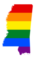 LGBT flag map of the Mississippi. PNG rainbow map of the Mississippi in colors of LGBT