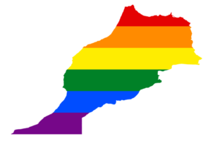 lgbt bandiera carta geografica di il Marocco. png arcobaleno carta geografica di il Marocco nel colori di lgbt