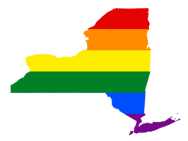 LGBT flag map of the New York. PNG rainbow map of the New York in colors of LGBT