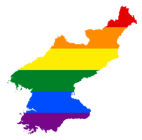 LGBT flag map of the North Korea. PNG rainbow map of the North Korea in colors of LGBT