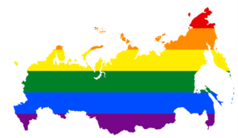 LGBT flag map of the Russia. PNG rainbow map of the Russia in colors of LGBT