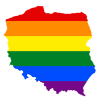 LGBT flag map of the Poland. PNG rainbow map of the Poland in colors of LGBT