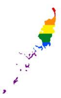 LGBT flag map of the Palau. PNG rainbow map of the Palau in colors of LGBT