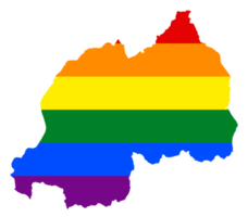 LGBT flag map of the Rwanda. PNG rainbow map of the Rwanda in colors of LGBT