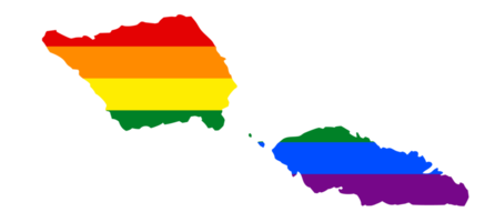 lgbt bandiera carta geografica di il samoa. png arcobaleno carta geografica di il samoa nel colori di lgbt