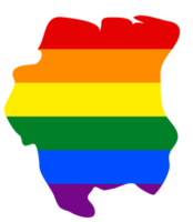 LGBT flag map of the Suriname. PNG rainbow map of the Suriname in colors of LGBT pride flag.