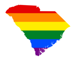 LGBT flag map of the South Carolina. PNG rainbow map of the South Carolina in colors of LGBT