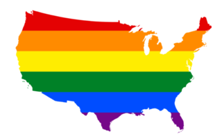 HBTQ flagga Karta av de usa. png regnbåge Karta av de amerikan i färger av HBTQ stolthet flagga.