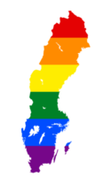 HBTQ flagga Karta av de Sverige. png regnbåge Karta av de Sverige i färger av HBTQ stolthet flagga.