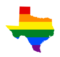 LGBT flag map of the Texas. PNG rainbow map of the Texas in colors of LGBT pride flag.