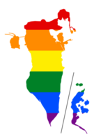 LGBT flag map of the Bahrain. PNG rainbow map of the Bahrain in colors of LGBT pride flag.