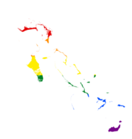 LGBT flag map of the the Bahamas. PNG rainbow map of the Bahamas in colors of LGBT pride flag.