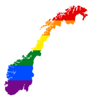 LGBT flag map of the Norway. PNG rainbow map of the Norway in colors of LGBT