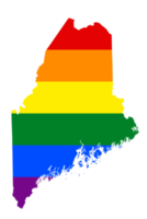 LGBT flag map of the Maine. PNG rainbow map of the Maine in colors of LGBT