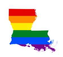 LGBT flag map of the Louisiana. PNG rainbow map of the Louisiana in colors of LGBT